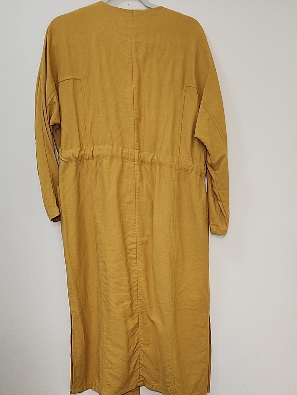 FRNCH PARIS Mustard Yellow Long Sleeve Open Front Blazer Black Tie Size S/M - Picture 10 of 16